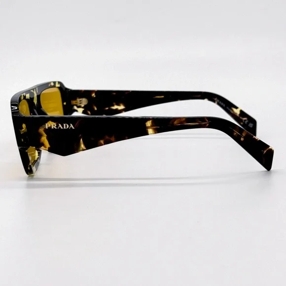 NEW PRADA SPR A05 16O10C SQUARE BROWN YELLOW PRA05S 16O10C UNISEX SUNGLASSES